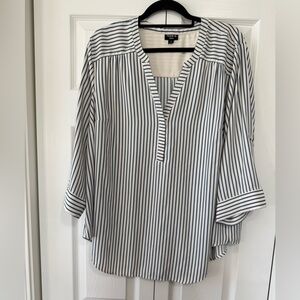 Torrid Harper Striped Blouse Size 2 Blue White 3/4 Sleeve Plus Size